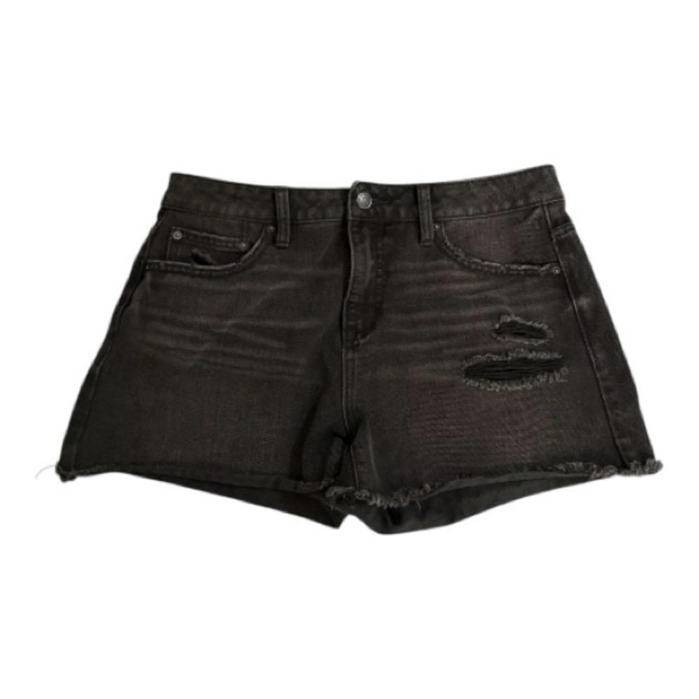 Time and Tru Black High Rise Distressed Denim Shorts Size 8